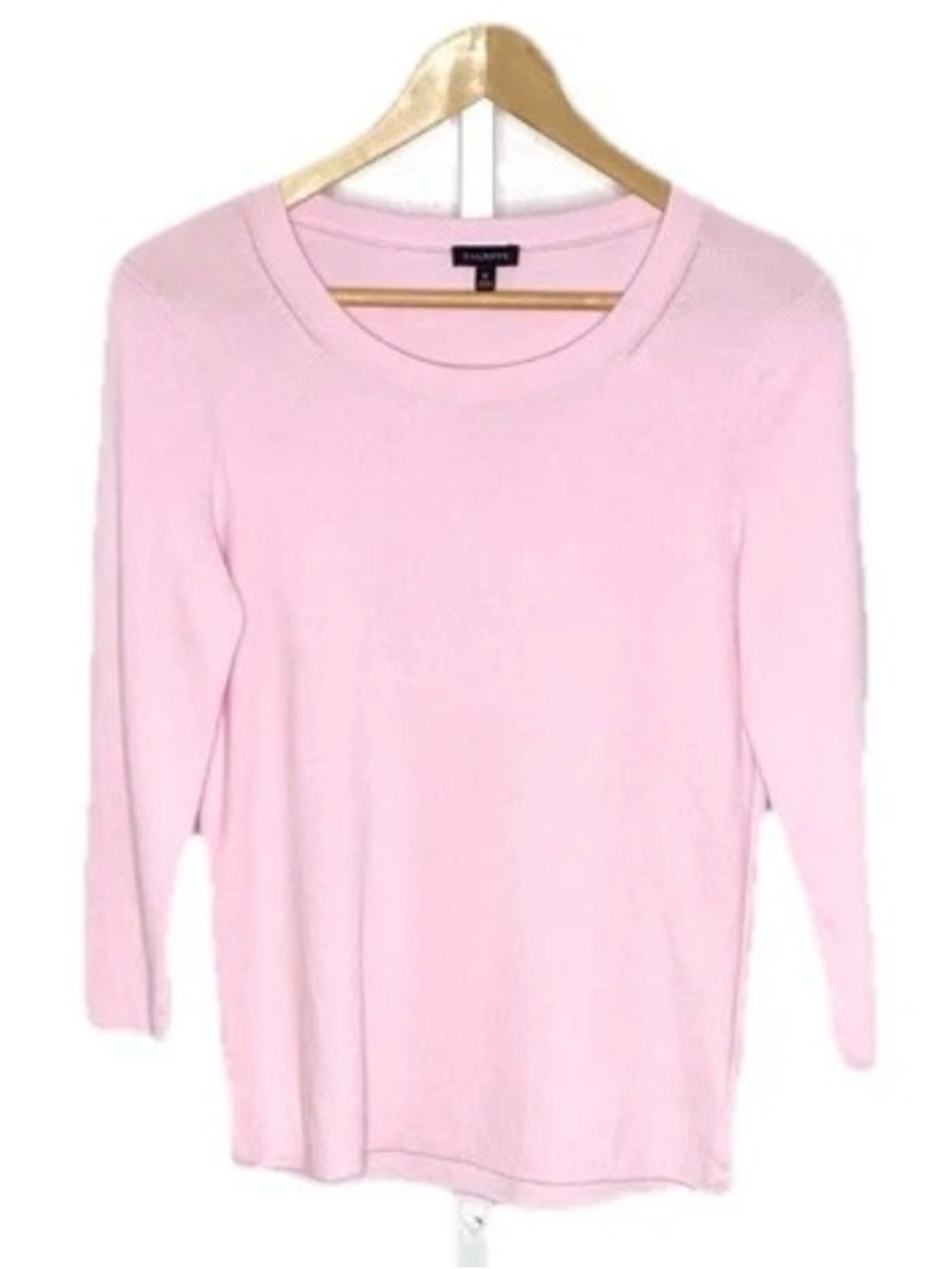 Talbots | Pink Cotton/Rayon Knit Button-Accent 3/4 Sleeve Sweater Sz Medium